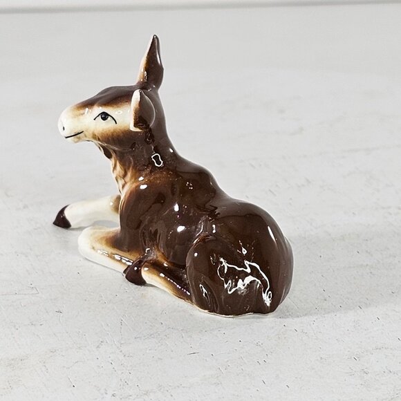 Bone China Moose Miniature Figurine Lying Down Brown Collectible Decor - Picture 6 of 8